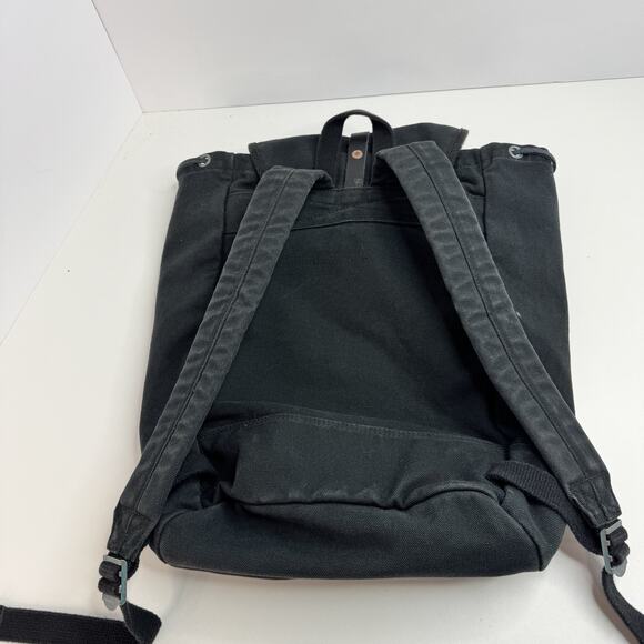 Vtg Polo Ralph Lauren Backpack Embroidered BigPony Logo Black Red Canvas Leather - Picture 7 of 11